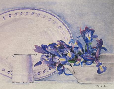 Irises in Ironstone Tureen - Tasha Heine - Array auf Array - Array - Array