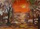 oranger Himmel - Karin Foellmer - Acryl auf Leinwand - Mystik-Landschaft - 