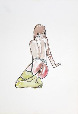Zeichnung Nude 05 (Aquarellpapier, Tusche, 24x34) - Wolfgang Bretschneider - Array auf Array - Array - Zeichnung Nude 05 (Aquarellpapier, Tusche, 24x34) - Wolfgang Bretschneider - Array auf Array - Array -