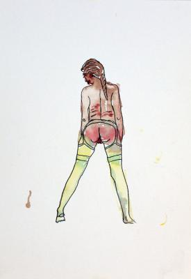 Zeichnung Nude 06 (Aquarellpapier, Tusche, 24x34) - Wolfgang Bretschneider - Array auf Array - Array - Zeichnung Nude 06 (Aquarellpapier, Tusche, 24x34) - Wolfgang Bretschneider - Array auf Array - Array -