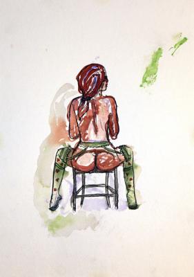 Zeichnung Nude 33 (Aquarellpapier, Tusche, 24x34) - Wolfgang Bretschneider - Array auf Array - Array - Array Zeichnung Nude 33 (Aquarellpapier, Tusche, 24x34) - Wolfgang Bretschneider - Array auf Array - Array - Array