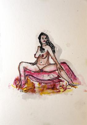 Zeichnung Nude 40 (Aquarellpapier, Tusche, 24x34) - Wolfgang Bretschneider - Array auf Array - - Array Zeichnung Nude 40 (Aquarellpapier, Tusche, 24x34) - Wolfgang Bretschneider - Array auf Array - - Array