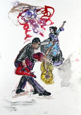 Zeichnung Salsa Lovers 01 (Aquarellpapier, Tusche) - Wolfgang Bretschneider - Array auf Array - Array - Array Zeichnung Salsa Lovers 01 (Aquarellpapier, Tusche) - Wolfgang Bretschneider - Array auf Array - Array - Array