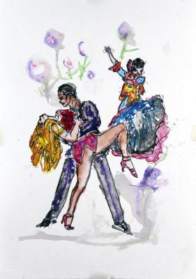 Zeichnung Salsa Lovers 03 (Aquarellpapier, Tusche) - Wolfgang Bretschneider - Array auf Array - Array - Array Zeichnung Salsa Lovers 03 (Aquarellpapier, Tusche) - Wolfgang Bretschneider - Array auf Array - Array - Array